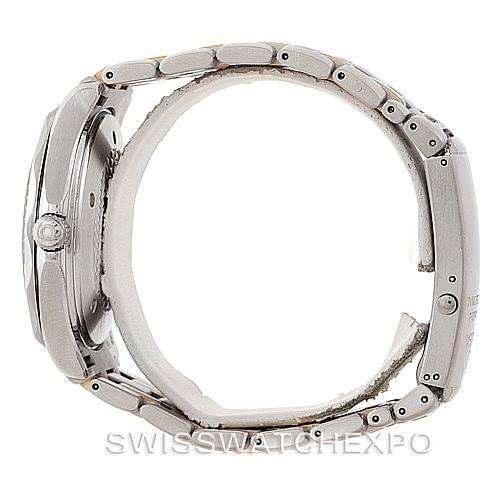 The image shows a side view of the Omega Seamaster 2455.80.00 Men's Stainless Steel Blue Dial 2455.80.00 Men's Stainless Steel Blue Dial watch, focusing on the case and bracelet.