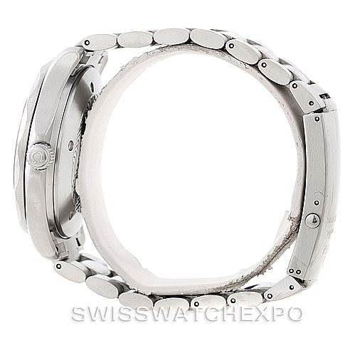 The image shows a side view of the Omega Seamaster 2538.20.00 Men
s Stainless Steel White Dial 2538.20.00 Men
s Stainless Steel White Dial watch, focusing on its metal bracelet and case profile.