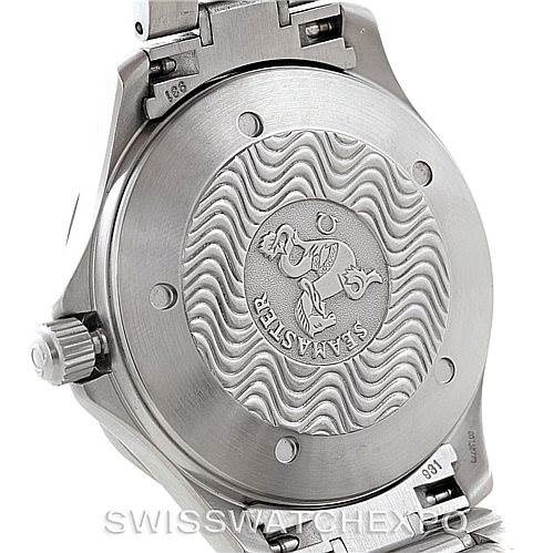 The image shows the back case of the Omega Seamaster 2538.20.00 Men
s Stainless Steel White Dial 2538.20.00 Men
s Stainless Steel White Dial watch, displaying the engraved Seamaster logo and wave pattern.