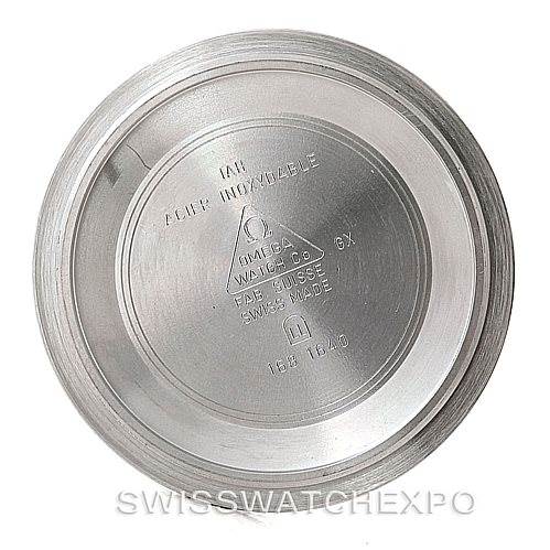 This image shows the inner case back of an Omega Seamaster 2254.50.00 Men
s Stainless Steel Black Dial 2254.50.00 Men
s Stainless Steel Black Dial watch, displaying various inscriptions and markings.