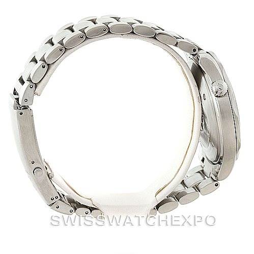 The image shows a side profile of the Omega Seamaster 2254.50.00 Men
s Stainless Steel Black Dial 2254.50.00 Men
s Stainless Steel Black Dial watch, highlighting the bracelet and the side view of the watch case.