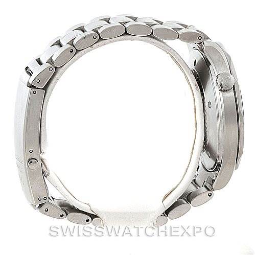 The image shows a side view of the Omega Seamaster 2264.50.00 Men
s Stainless Steel Black Dial 2264.50.00 Men
s Stainless Steel Black Dial watch, highlighting its metal bracelet and crown.