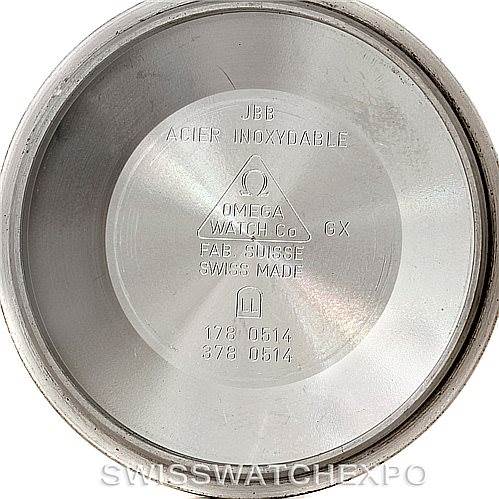 The image shows the inner case back of an Omega Seamaster 2598.80.00 Men
s Stainless Steel Blue Dial 2598.80.00 Men
s Stainless Steel Blue Dial watch, displaying the brand name, model details, and Swiss-made markings.