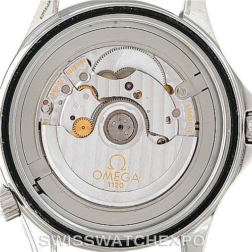 This image shows the back case and exposed movement of the Omega Seamaster 2531.80.00 Men
s Stainless Steel Blue Dial 2531.80.00 Men
s Stainless Steel Blue Dial model watch.