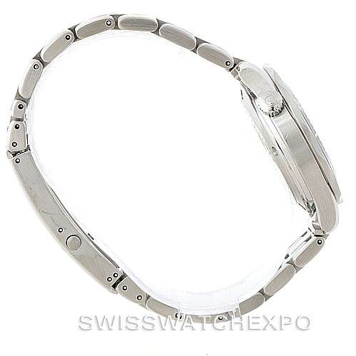 This is a side view of the Omega Seamaster 2551.80.00 Men
s Stainless Steel Blue Dial 2551.80.00 Men
s Stainless Steel Blue Dial watch, showing the bracelet and case profile.