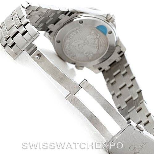 The image shows the back and clasp of an Omega Seamaster 212.30.36.20.01.002 Men
s Stainless Steel Black Dial 212.30.36.20.01.002 Men
s Stainless Steel Black Dial watch from a rear-side angle.