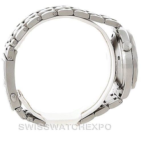 This is a side profile view of an Omega Seamaster 212.30.36.20.01.002 Men
s Stainless Steel Black Dial 212.30.36.20.01.002 Men
s Stainless Steel Black Dial watch showcasing the bracelet and crown.