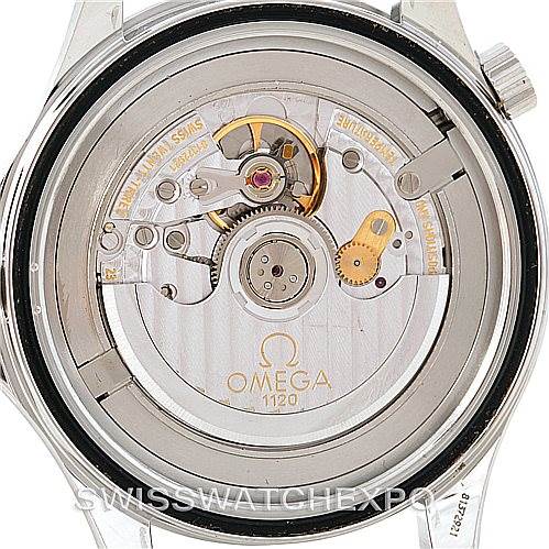 This image shows the case back of an Omega Seamaster 2254.50.00 Men
s Stainless Steel Black Dial 2254.50.00 Men
s Stainless Steel Black Dial watch, displaying its movement and internal mechanism.