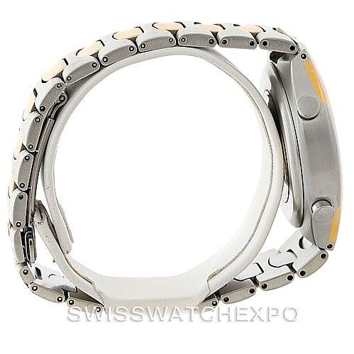 The image shows a side view of an Omega Seamaster 386.1231 50 Men
s Stainless Steel Black Dial 386.1231 50 Men
s Stainless Steel Black Dial watch, highlighting the case side and bracelet.