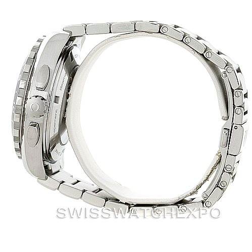 The image shows a side view of an Omega Seamaster 231.10.44.52.06.001 Men
s Stainless Steel Grey Dial 231.10.44.52.06.001 Men
s Stainless Steel Grey Dial watch, highlighting the bracelet, case, and crown.