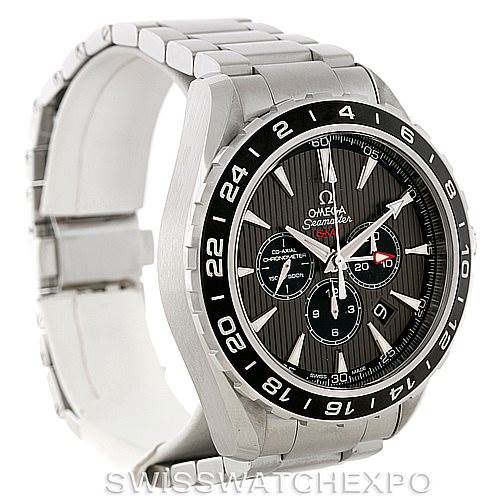 The image shows an Omega Seamaster 231.10.44.52.06.001 Men
s Stainless Steel Grey Dial 231.10.44.52.06.001 Men
s Stainless Steel Grey Dial watch angled from the front-left, highlighting the bezel, dial, and part of the bracelet.