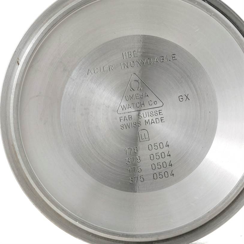 This image shows the inside of the case back of an Omega Seamaster 2599.80.00 Men
s Stainless Steel Blue Dial 2599.80.00 Men
s Stainless Steel Blue Dial watch, including model numbers and manufacturing details.