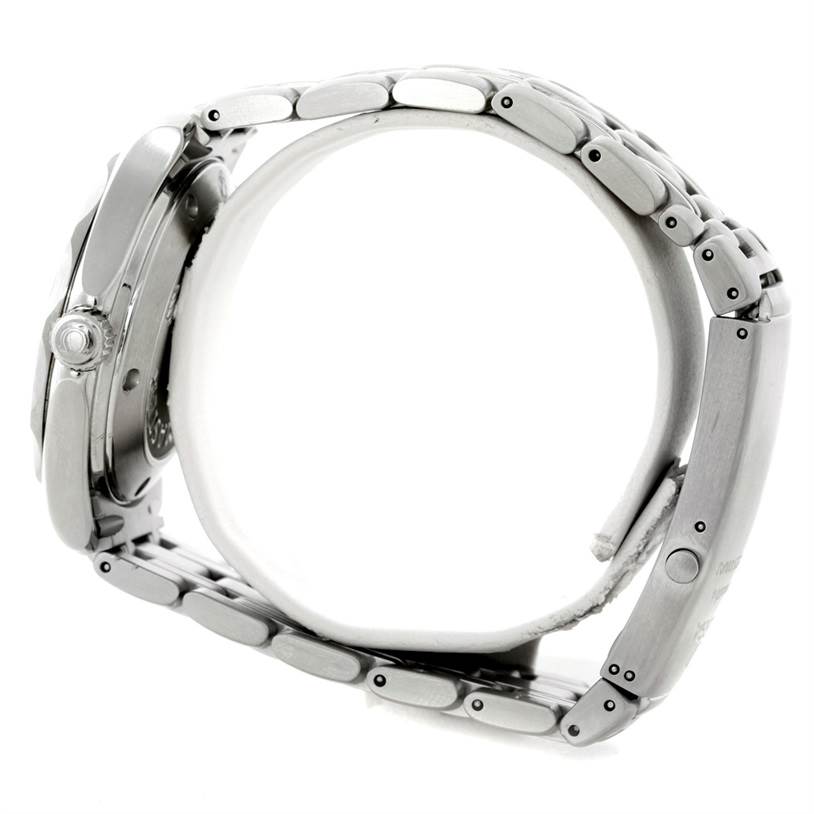 This image shows a side view of an Omega Seamaster 212.30.36.61.01.001 Men
s Stainless Steel Black Dial 212.30.36.61.01.001 Men
s Stainless Steel Black Dial watch, highlighting its bracelet and case side.