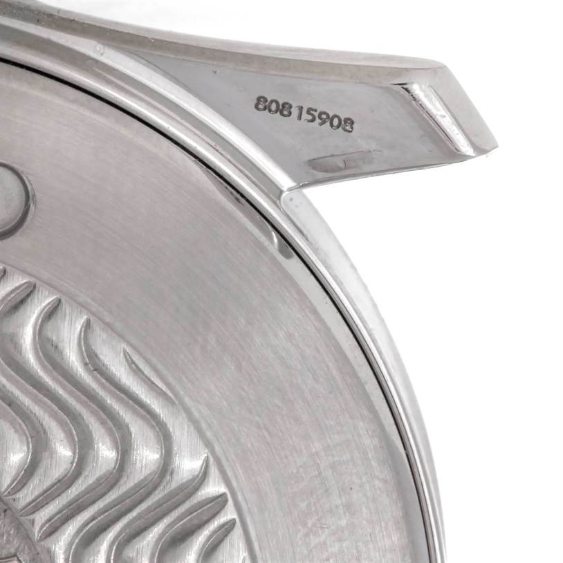 The image shows a close-up of the case back and lugs of an Omega Seamaster 2531.80.00 Men
s Stainless Steel Blue Dial 2531.80.00 Men
s Stainless Steel Blue Dial watch.