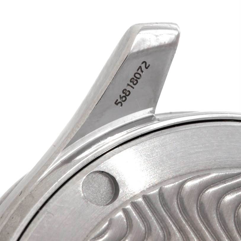 This image shows a close-up of the lug and part of the case back of the Omega Seamaster 2561.80.00 Men
s Stainless Steel Blue Dial 2561.80.00 Men
s Stainless Steel Blue Dial watch.