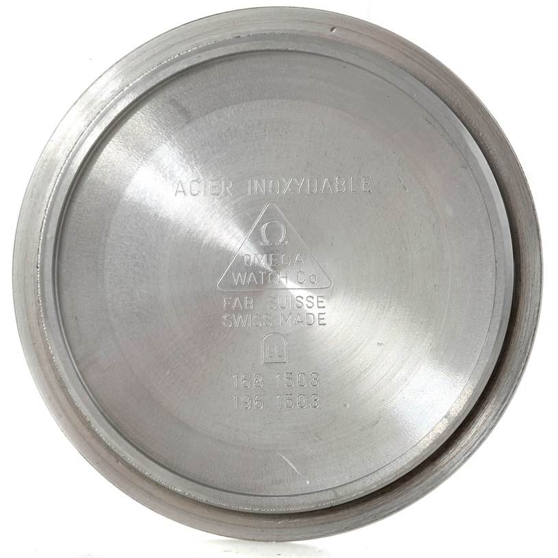 This image shows the inside of the case back of an Omega Seamaster 2531.80.00 Men's Stainless Steel Blue Dial 2531.80.00 Men's Stainless Steel Blue Dial watch.