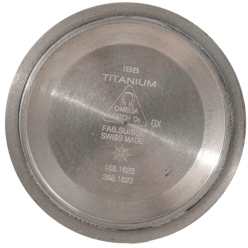 This image shows the inside case back of an Omega Seamaster 2031.50.00 Men's Titanium Black Dial 2031.50.00 Men's Titanium Black Dial watch made of titanium.