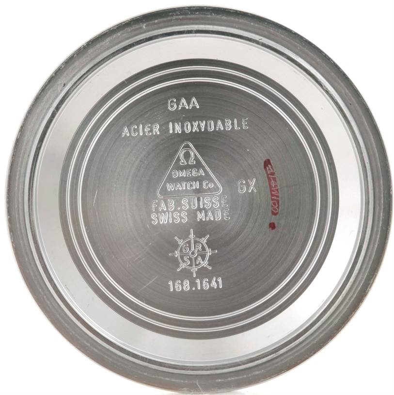 This image shows the inner side of the case back for a Seamaster model by Omega.