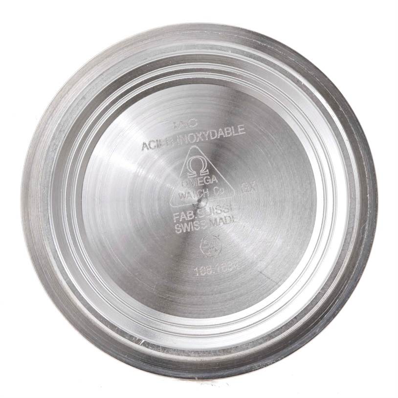 The image shows the back case of an Omega Seamaster 212.30.41.20.01.002 Men
s Stainless Steel Black Dial 212.30.41.20.01.002 Men
s Stainless Steel Black Dial watch, viewed from the inside.