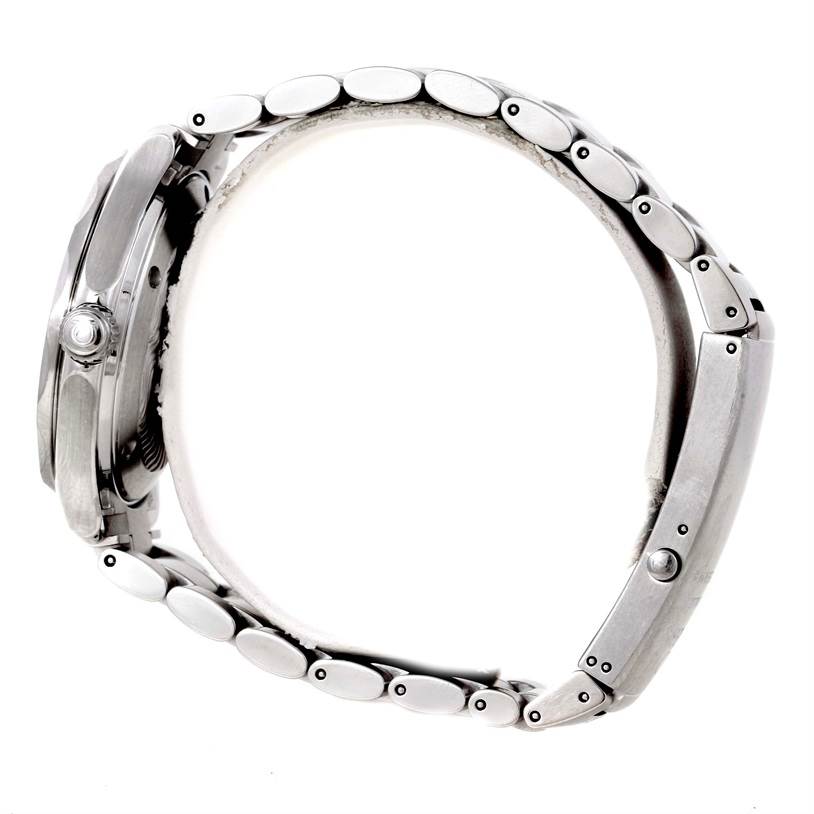 The image shows a side view of the Omega Seamaster 2262.50.00 Men
s Stainless Steel Black Dial 2262.50.00 Men
s Stainless Steel Black Dial watch, highlighting the case and metal bracelet.