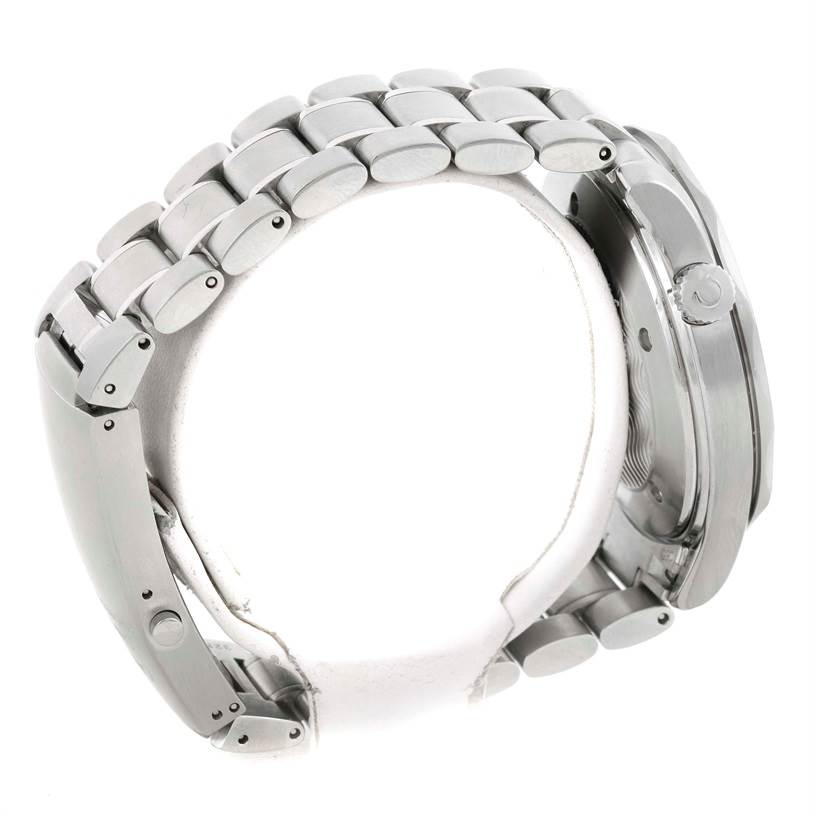 The image shows a side view of an Omega Seamaster 2254.50.00 Men
s Stainless Steel Black Dial 2254.50.00 Men
s Stainless Steel Black Dial watch, focusing on its stainless steel bracelet and case.