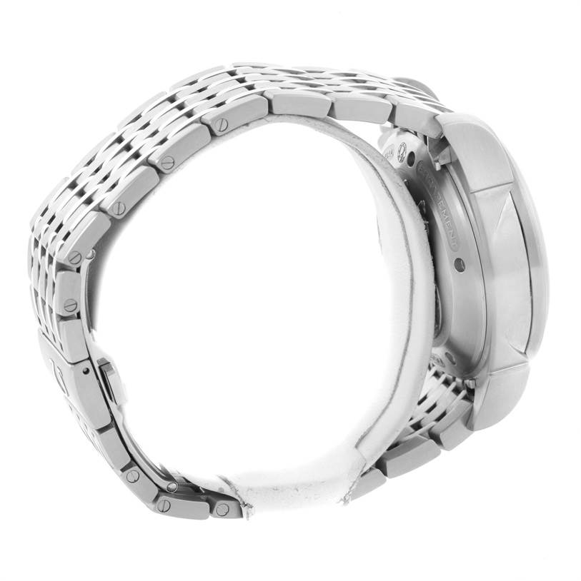 The image shows a side view of an Omega De Ville 422.10.41.52.06.001 Men's Stainless Steel Grey Dial 422.10.41.52.06.001 Men's Stainless Steel Grey Dial watch, highlighting its bracelet and case.