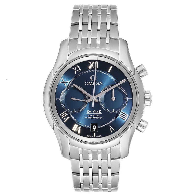 Omega DeVille 42 Chronograph Blue Dial Watch 431.10.42.51.03.001 Unworn SwissWatchExpo