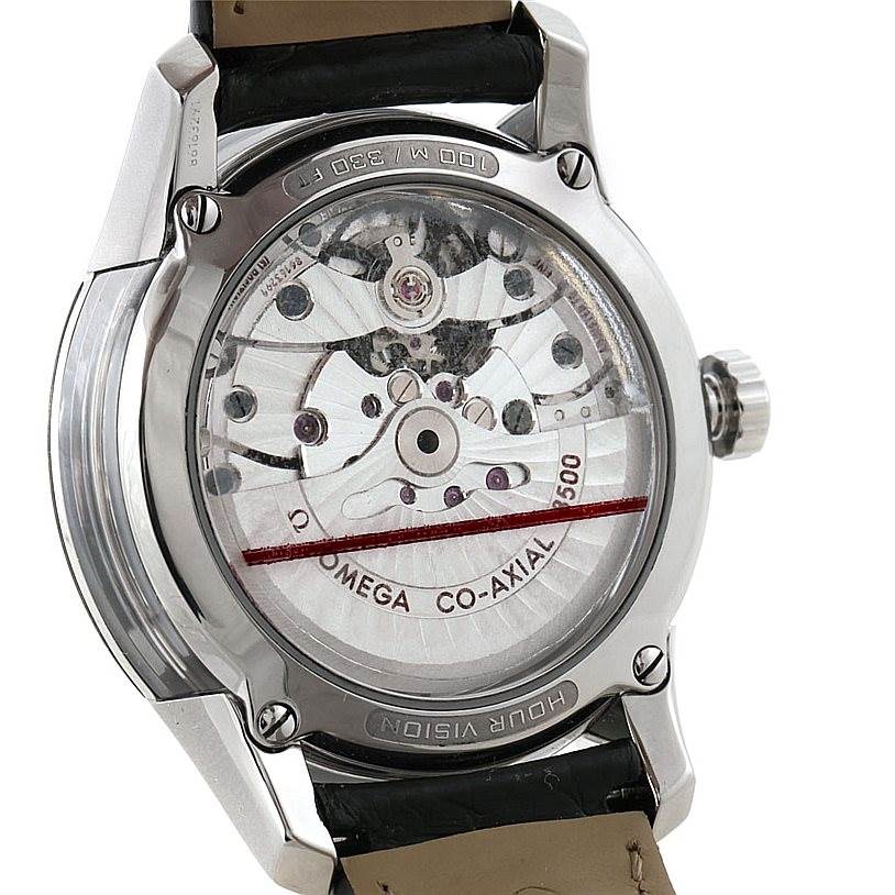 This is a rear view of the Omega De Ville 431.33.41.21.03.001 Men
s Stainless Steel Blue Dial 431.33.41.21.03.001 Men
s Stainless Steel Blue Dial watch showcasing its movement and internal mechanics.