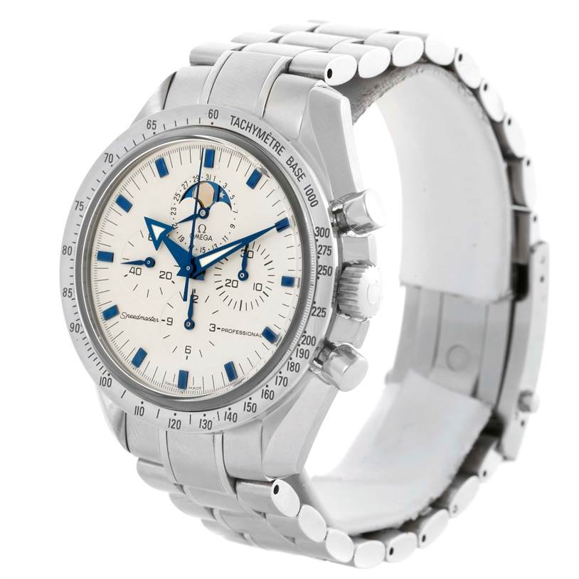 omega speedmaster moonphase blue