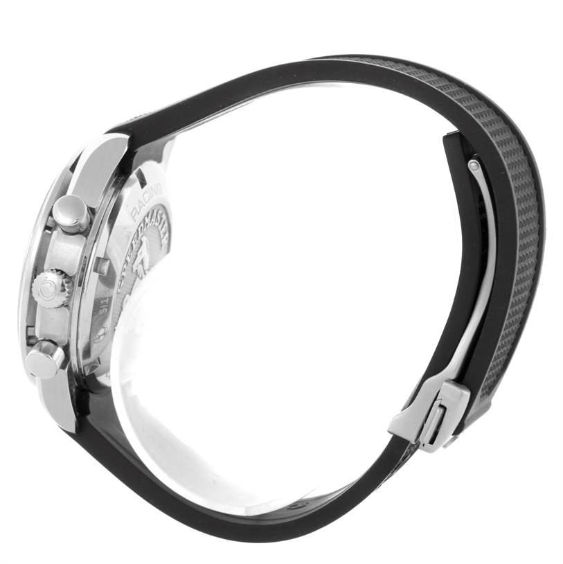 This image shows a side view of the Omega Speedmaster 326.32.40.50.06.001 Men
s Stainless Steel Grey Dial 326.32.40.50.06.001 Men
s Stainless Steel Grey Dial watch, featuring the case, pushers, crown, and strap with deployment clasp.