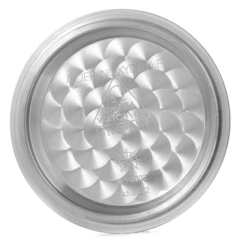 This image shows the inside case back of an Omega Speedmaster 311.30.42.30.01.005 Men
s Stainless Steel Black Dial 311.30.42.30.01.005 Men
s Stainless Steel Black Dial watch, displaying model and brand engravings.