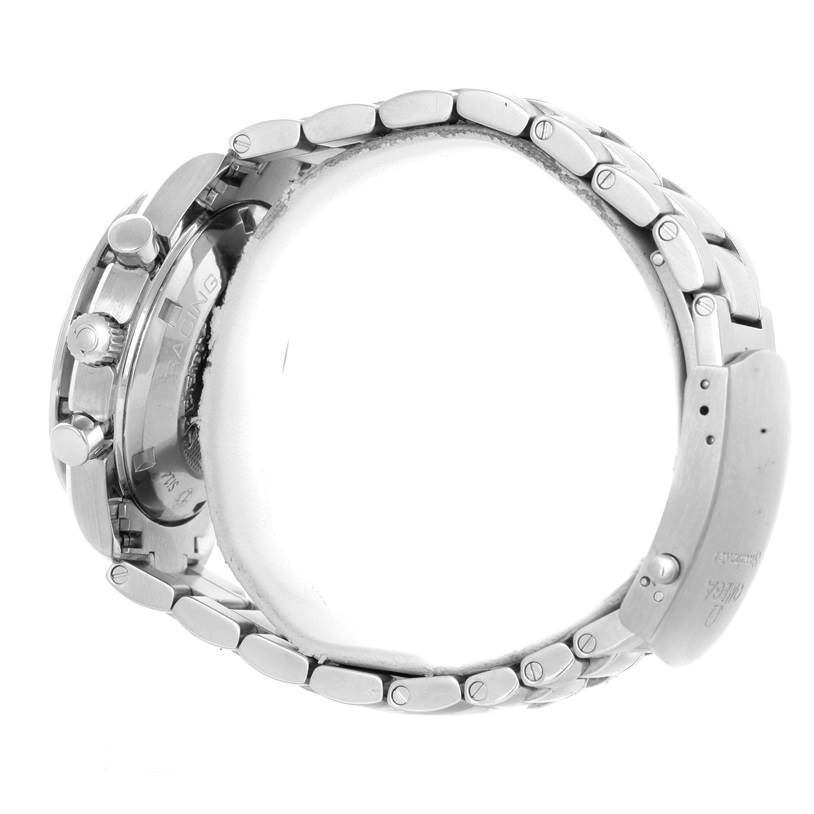 Side view of an Omega Speedmaster 326.30.40.50.01.001 Men
s Stainless Steel Black Dial 326.30.40.50.01.001 Men
s Stainless Steel Black Dial watch showing the bracelet, clasp, and side buttons.