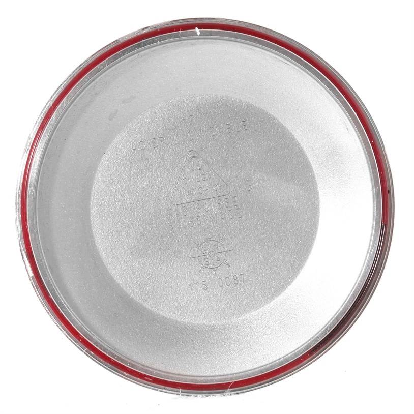 This image shows the inside of the case back of an Omega Speedmaster 3529.50.00 Men
s Stainless Steel Black Dial 3529.50.00 Men
s Stainless Steel Black Dial watch.