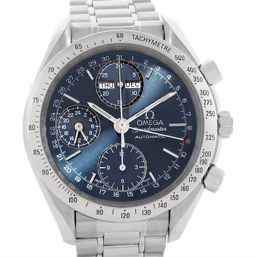 Photo of Omega Speedmaster Day Date Blue Dial Mens Watch 3523.80.00 Box Papers