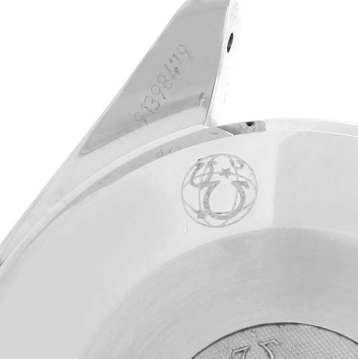 This image shows a close-up of the case back with engraving details on the Omega Speedmaster 3539.50.00 Men
s Stainless Steel Black Dial 3539.50.00 Men
s Stainless Steel Black Dial watch.