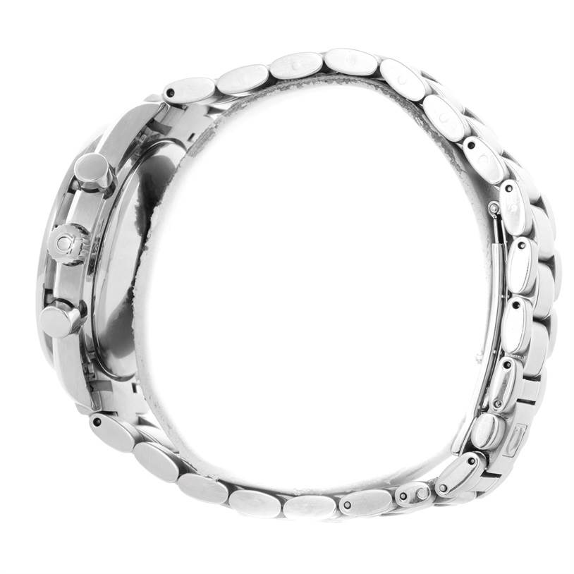 The image shows a side view of the clasp and bracelet of an Omega Speedmaster 3523.80.00 Men
s Stainless Steel Blue Dial 3523.80.00 Men
s Stainless Steel Blue Dial watch.