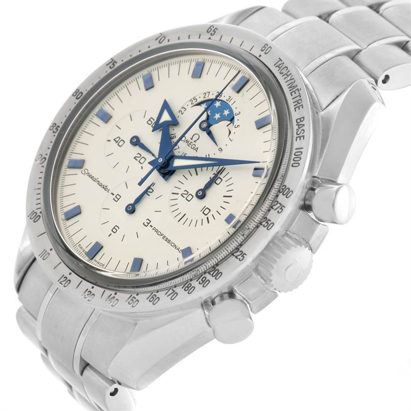omega speedmaster moonphase blue