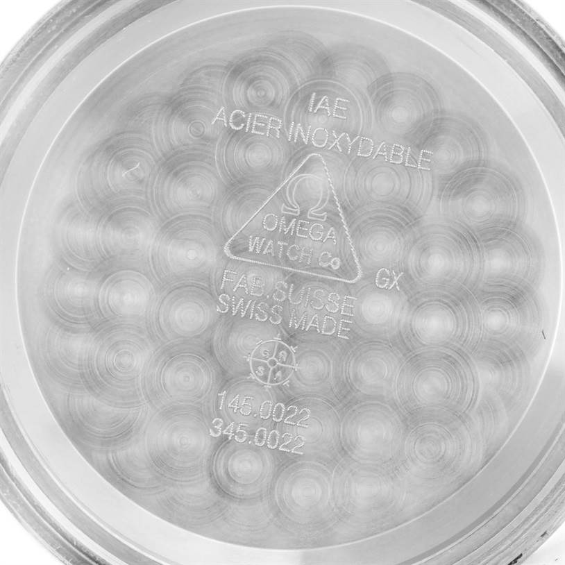 This image shows the interior of the case back for an Omega Speedmaster 3570.50.00 Men
s Stainless Steel Black Dial 3570.50.00 Men
s Stainless Steel Black Dial watch.