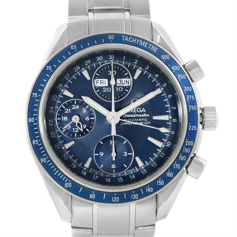 omega speedmaster day date blue