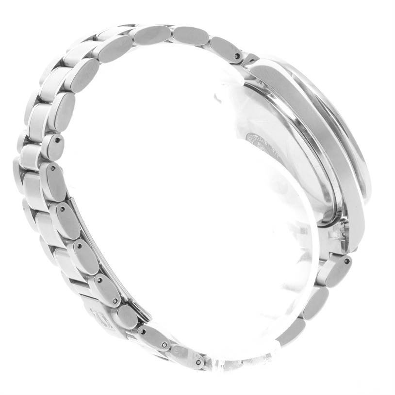 This image shows a side view of the Omega Speedmaster 3513.50.00 Men
s Stainless Steel Black Dial 3513.50.00 Men
s Stainless Steel Black Dial watch, focusing on the stainless steel bracelet and case profile.