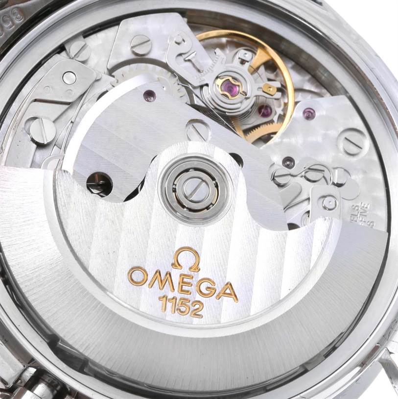 This image shows the internal movement mechanism of an Omega Speedmaster 3513.30.00 Men's Stainless Steel Silver Dial 3513.30.00 Men's Stainless Steel Silver Dial watch, specifically the caliber 1152.