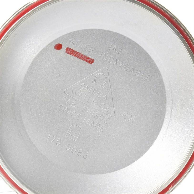 The image shows the inside of the case back for an Omega Speedmaster 3513.30.00 Men's Stainless Steel Silver Dial 3513.30.00 Men's Stainless Steel Silver Dial watch.