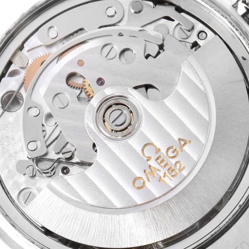 The image shows the internal mechanical movement of an Omega Speedmaster 3513.30.00 Men's Stainless Steel Silver Dial 3513.30.00 Men's Stainless Steel Silver Dial watch, specifically the rotor and surrounding components.