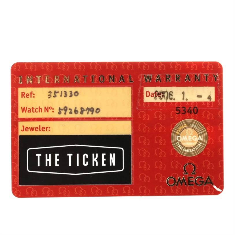 This is the international warranty card for the Omega Speedmaster 3513.30.00 Men's Stainless Steel Silver Dial 3513.30.00 Men's Stainless Steel Silver Dial watch.