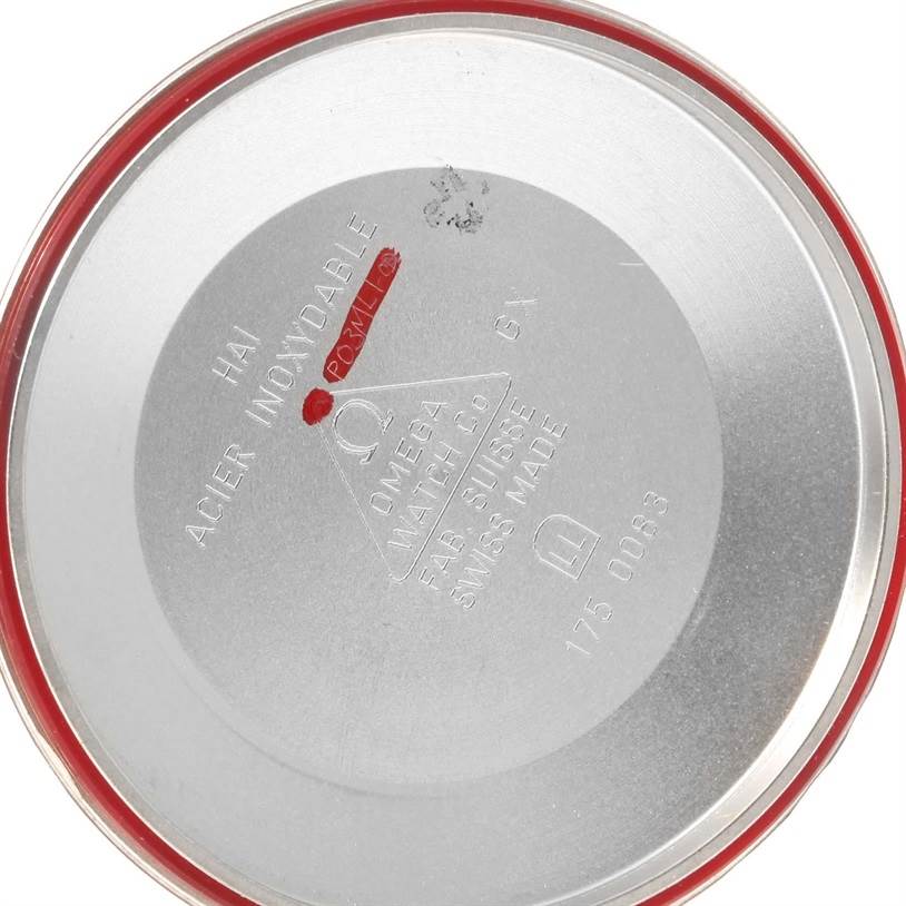 This is the inner case back of the Omega Speedmaster 3513.50.00 Men
s Stainless Steel Black Dial 3513.50.00 Men
s Stainless Steel Black Dial watch, showing brand inscriptions and serial numbers.