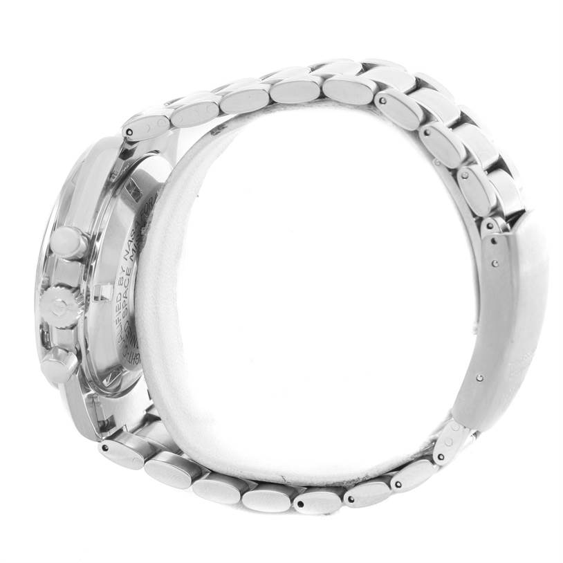 The image shows the side profile and part of the bracelet of the Omega Speedmaster 3570.50.00 Men
s Stainless Steel Black Dial 3570.50.00 Men
s Stainless Steel Black Dial watch.