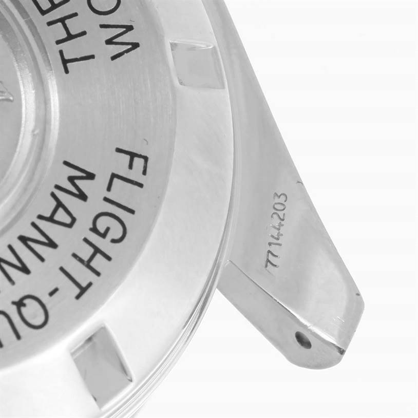 The image shows the back and a portion of the lug of an Omega Speedmaster 3570.50.00 Men
s Stainless Steel Black Dial 3570.50.00 Men
s Stainless Steel Black Dial watch, highlighting engraved text and numbers.