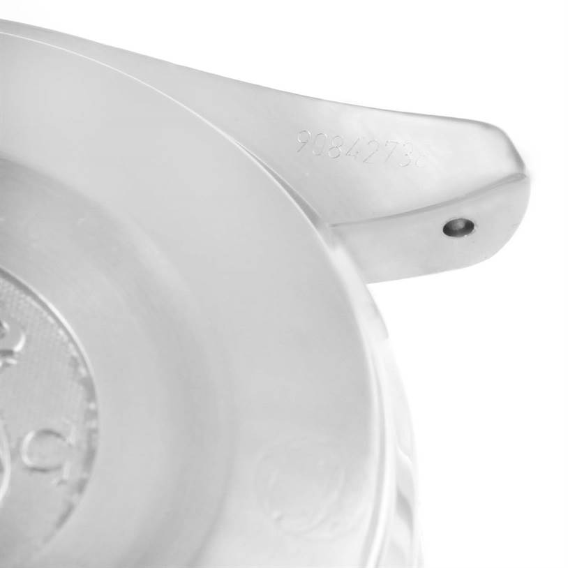 This image shows a close-up of the engraved back of an Omega Speedmaster 3539.50.00 Men
s Stainless Steel Black Dial 3539.50.00 Men
s Stainless Steel Black Dial watch.