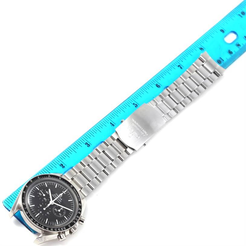 The image shows an Omega Speedmaster 3570.50.00 Men
s Stainless Steel Black Dial 3570.50.00 Men
s Stainless Steel Black Dial watch laid flat, featuring the watch face, bezel, and stainless steel bracelet with clasp.