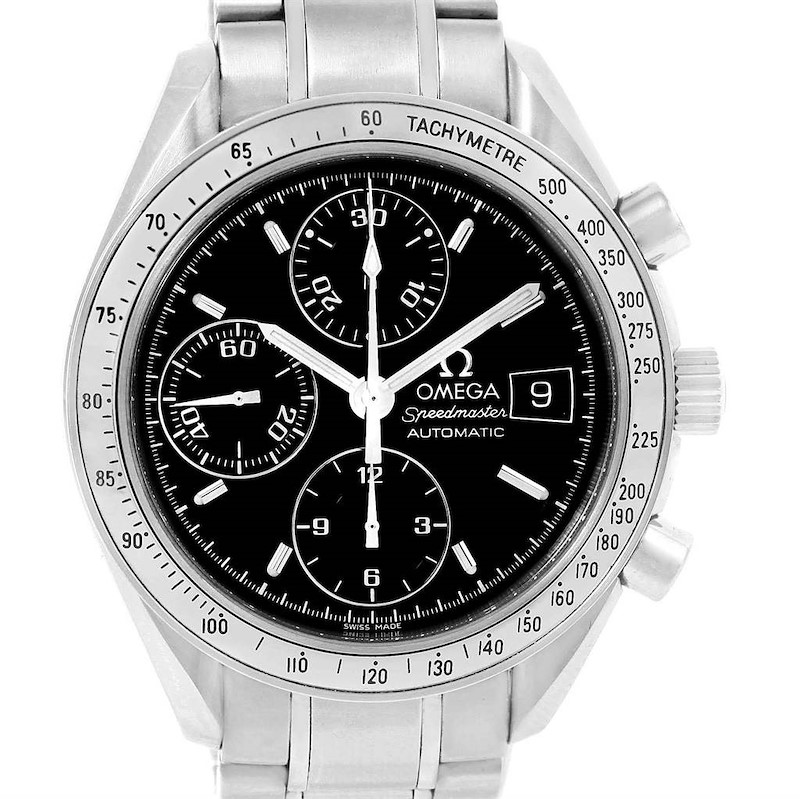 Omega Speedmaster Date Automatic Black Dial Steel Watch 3513.50.00 SwissWatchExpo